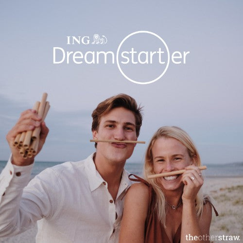 photo of Lennart and Jamie, co founders of theotherstraw with ING dreamstarter logo
