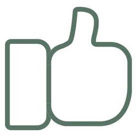 green icon of thumbs up representing lightweight