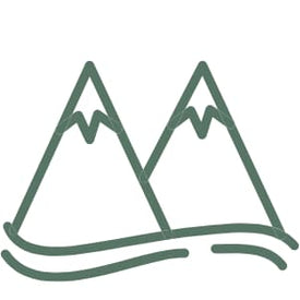 green icons of mountains representing perfect for travel