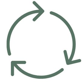 green icon of arrows representing reusable