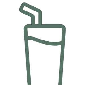 green and white icon of a glass with a straw
