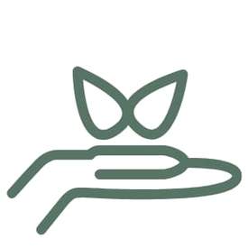 green icon of a hand